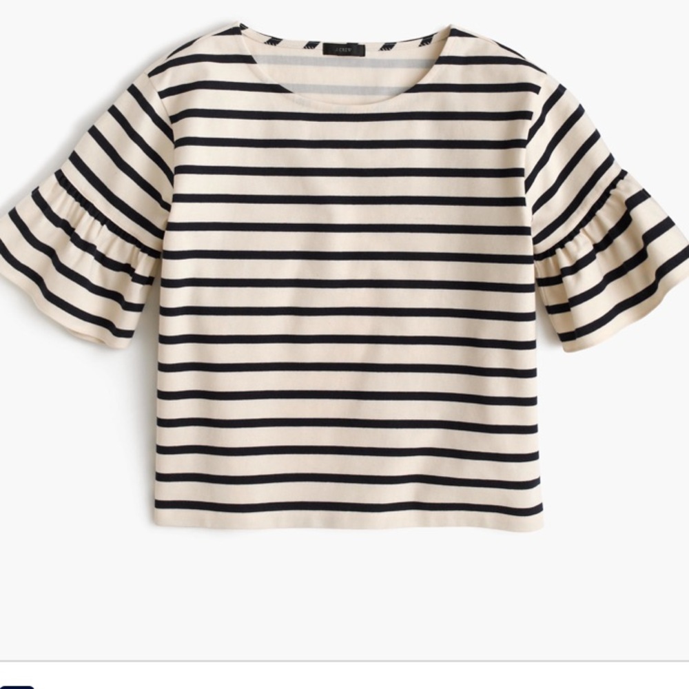 Jcrew stripe ruffle sleeve top Sz S